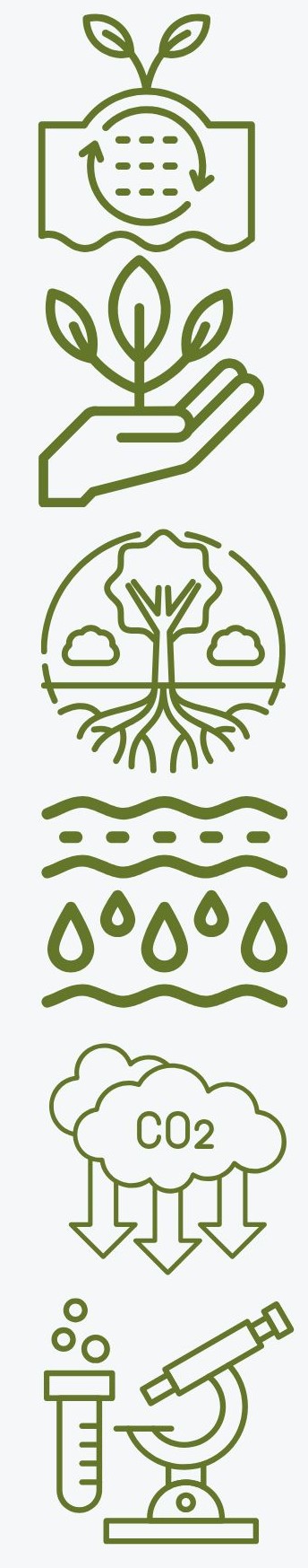 Symbolen van alle voordelen van de WO20 bodemverbeteraar